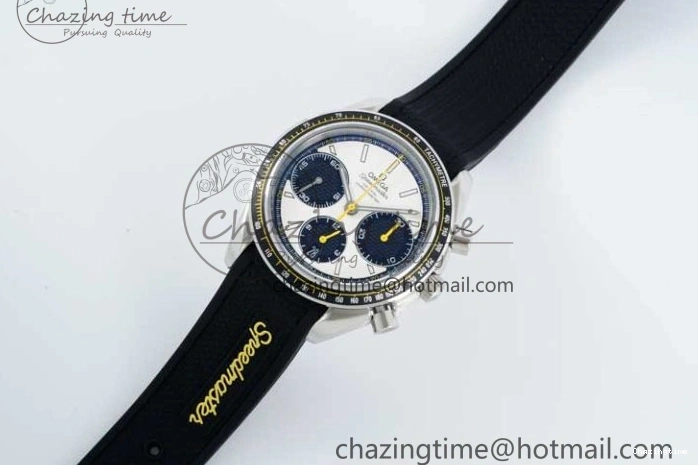 0516 Speedmaster Racing Master SS HKF Best Edition White Black Dial on Black Rubber Strap A Effortless 7813
